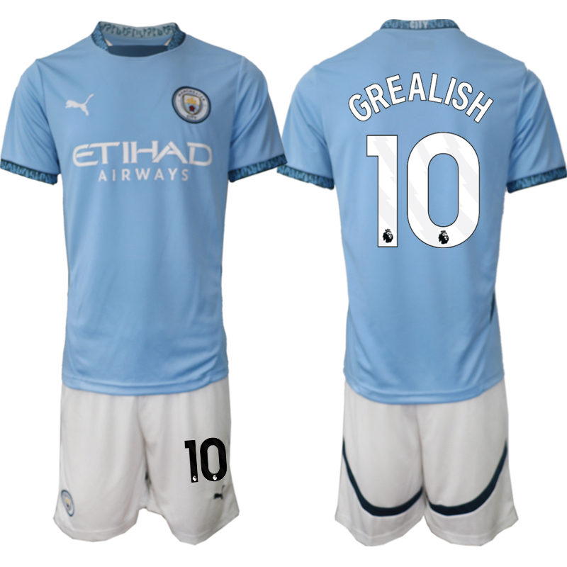 Men 2024-2025 Club Manchester City home blue 10 Soccer Jersey